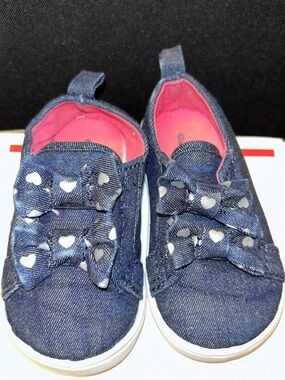 Garanimals Denim Slip-On Sneakers with Heart Bow Accents - Blue